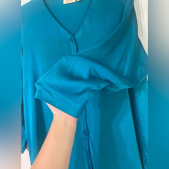 Vintage Victorias Secret Gold Label Silk Emerald Green Kimono Nightgown Size M/L - Picture 5 of 6